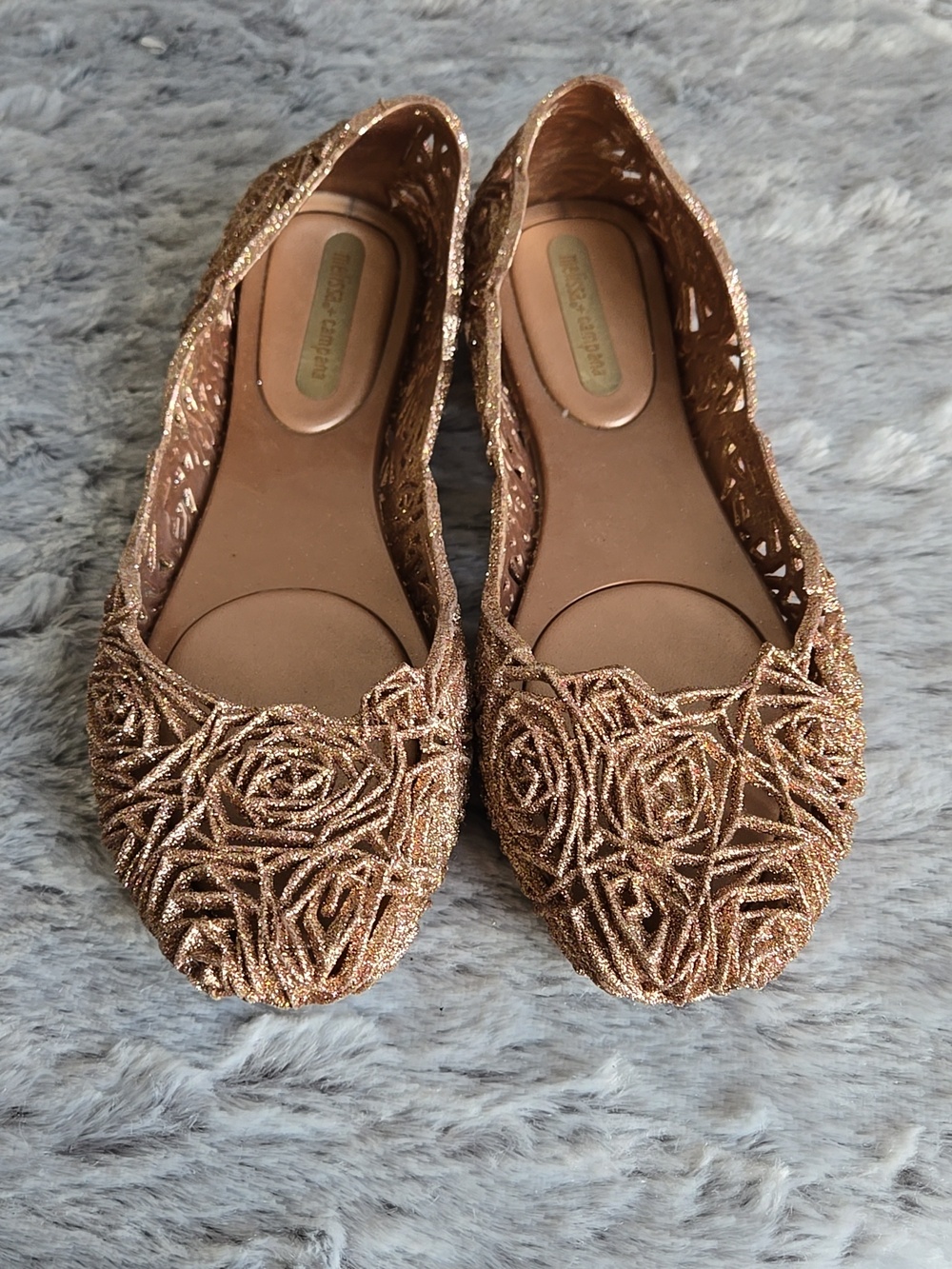 Melissa Rose Gold Jelly Flats, Womens Size 9 - Picture 7 of 9
